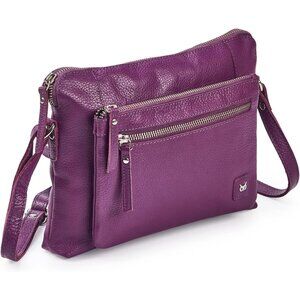 Women Amethyst Nappa Imported Leather Polyester Crossbody Sling Shoulder Bag